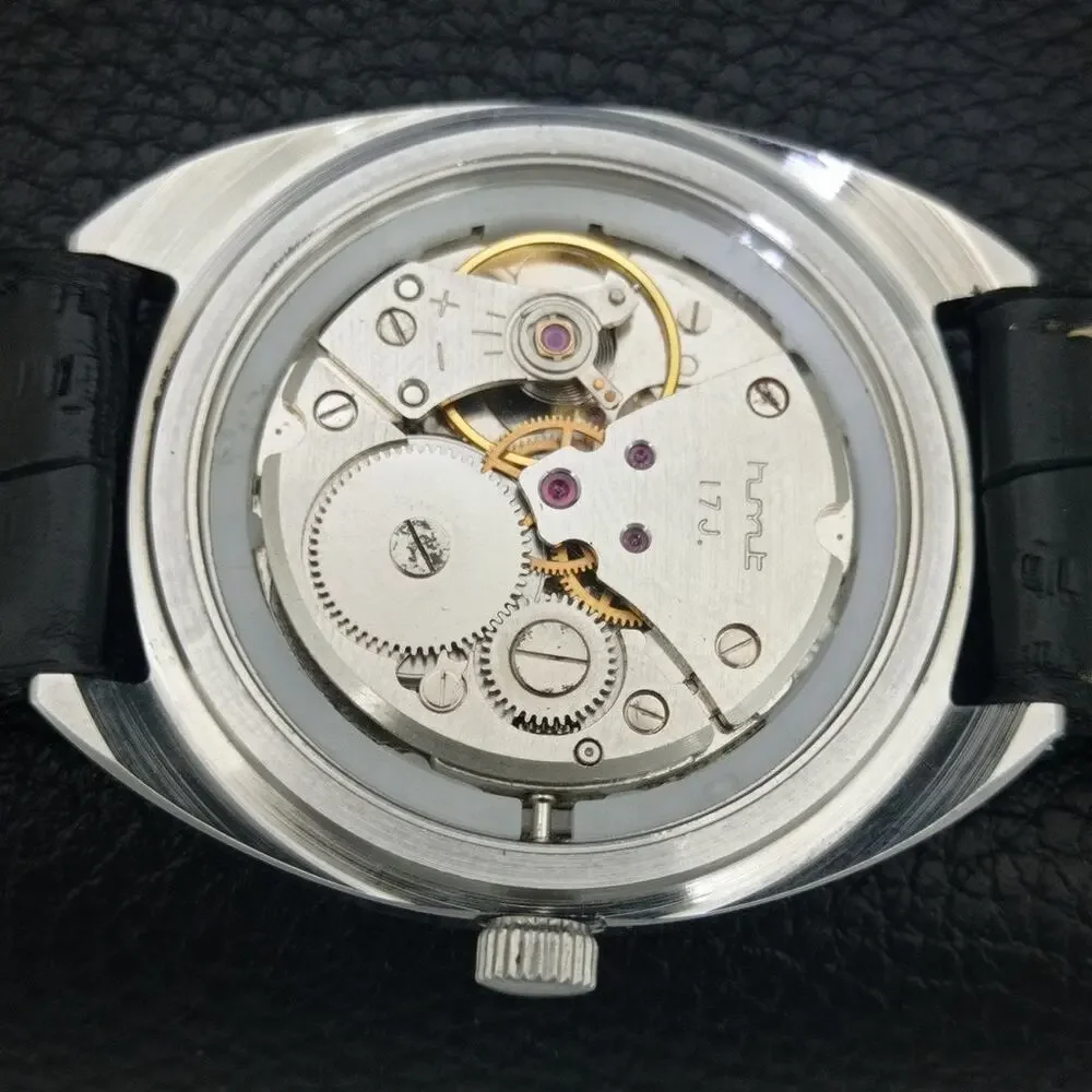 Vintage 1975 HMT Manual Wound Mens Silver Watch & Gold accents